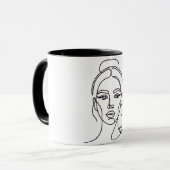 Minimal Abstract Woman Face Line Art Mug Mok (Voorkant links)