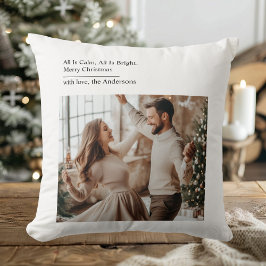 Minimal All Is Calm All Is Bright Christmas Photo  Kussen