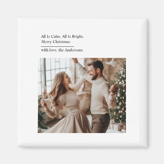 Minimal All Is Calm All Is Bright Christmas Photo  Magneet (Voorkant)