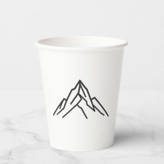 Minimal Alpine Mountain Line Art Paper Cup Papieren Bekers