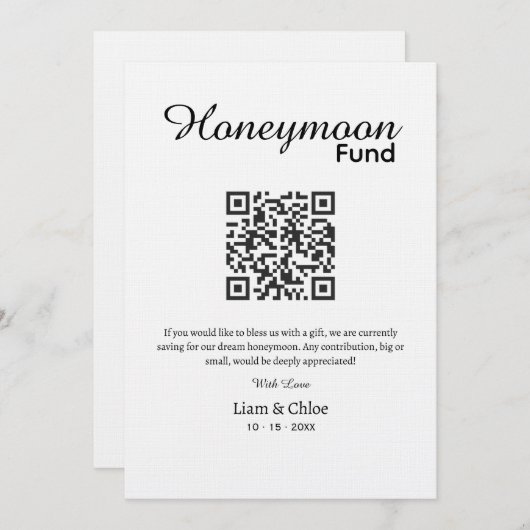 Minimal and Chic | Black and White QR Code Wedding Kaart (Voorkant / Achterkant)