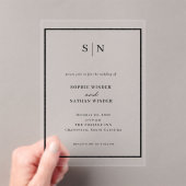 Minimal and Chic | Black and White Wedding Acryl Uitnodigingen (Insitu (Draagbaar))