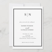 Minimal and Chic | Black and White Wedding Kaart (Voorkant)