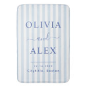 Minimal and Chic Blue French Personalized Wedding Badmat (Voorkant Verticaal)