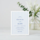 Minimal and Chic Blue French Personalized Wedding  Briefkaart (Staand voorkant)