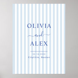 Minimal and Chic Blue French Personalized Wedding Poster
