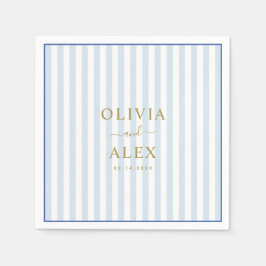 Minimal and Chic Blue French Personalized Wedding  Servet