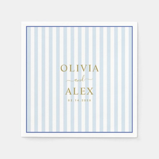 Minimal and Chic Blue French Personalized Wedding  Servet (Voorkant)