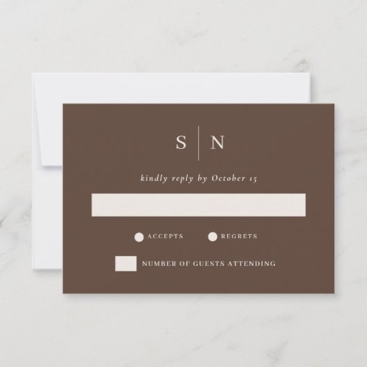 Minimal and Chic Brown | Neutral Wedding RSVP Kaartje (Voorkant)