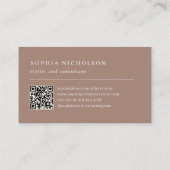 Minimal and Chic | Taupe Monogram and QR Code Visitekaartje (Achterkant)