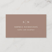 Minimal and Chic | Taupe Monogram and QR Code Visitekaartje (Voorkant)