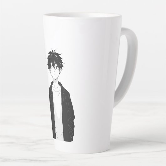 Minimal Anime Boy Latte Mug (Angle droit)