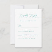 Minimal Aqua Blue RSVP Calligraphy Response Card (Devant)