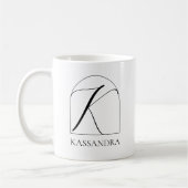 Minimal Arch Black Script Initial K Name Monogram Koffiemok (Links)