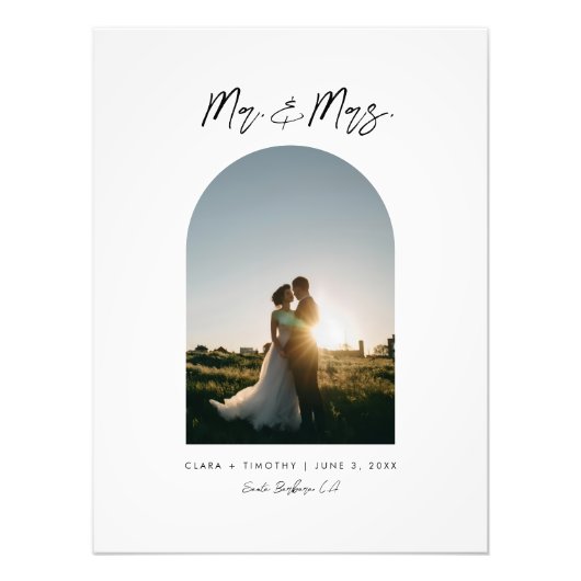 Minimal Arch Photo Custom Mr and Mrs Poster (Devant)