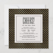 Minimal Art Deco Gold juicht oudejaarsavond feest Kaart (Voorkant)