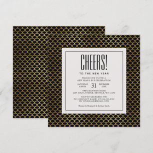 Minimal Art Deco Gold juicht oudejaarsavond feest Kaart