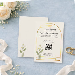 Minimal Art Nouveau Gold Arch Calla Lily Wedding Informatiekaartje