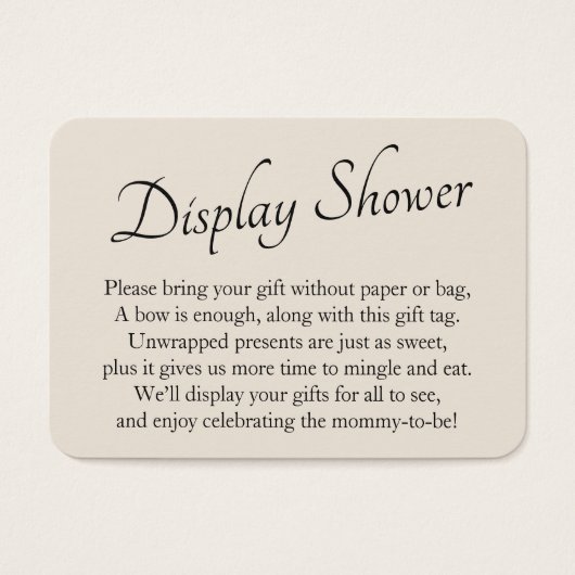 Minimal Baby Display Shower Cream Gift Card (Devant)