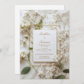 Minimal Baby's Breath Wedding Kaart (Voorkant / Achterkant)