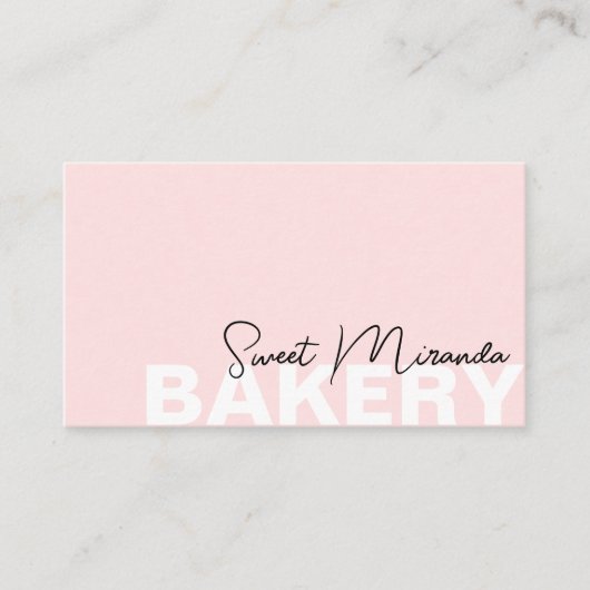 Minimal Bakery Pink Modern Script Cupcake Visitekaartje (Voorkant)