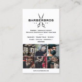 Minimal BarberShop Grid Wit Modern Visitekaartje (Voorkant)