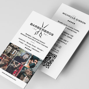 Minimal BarberShop Grid Wit Modern Visitekaartje