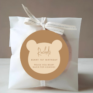 Minimal Beary First Birthday Bedankt Sticker