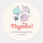 Minimal Bedankt Seashell Verjaardag Bedankt Ronde Sticker (Voorkant)