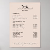 Minimal Beige Botanical Salon Price List Poster (Devant)