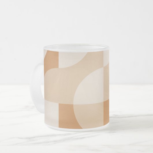 Minimal Beige Geometric Frosted Glass Mug (Devant gauche)