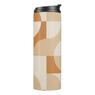 Minimal Beige Geometric Thermal Tumbler Thermosbeker