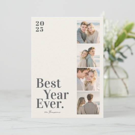 Minimal Best Year Ever New Year Feestdagenkaart (Staand voorkant)