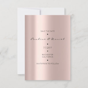 Minimal Bewaar de datum Roze Rose Gold Chevron Zwa Save The Date