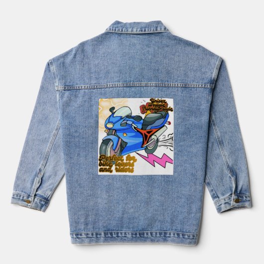 Minimal Bike Art Graphic  Denim Jacket (Verso)