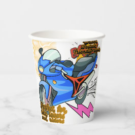 Minimal Bike Art Graphic –Motorcycle Party Papieren Bekers