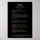 Minimal Black Botanical Salon Price List Poster (Devant)