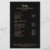 Minimal Black Botanical Salon QR Code Price List Flyer (Voorkant)