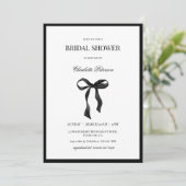 Minimal Black Bow Bridal Shower Invitation (Debout devant)