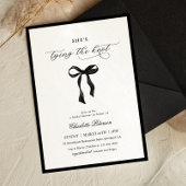 Minimal Black Bow Bridal Shower Invitation Kaart