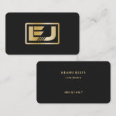 Minimal Black Faux Gold Logo Professional Visitekaartje (Voorkant / Achterkant)