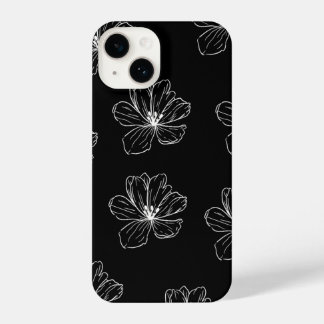 Minimal Black Floral Line Art iPhone 14 Hoesje