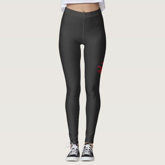 Minimal Black Ink Tattoo Style Artwork Leggings (Voorkant)