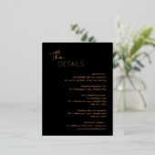 Minimal Black Modern Wedding Folie Enclosure Kaart (Staand Voorkant)