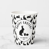 Minimal Black Rabbit Pattern Modern Happy Easter Papieren Bekers (Voorkant)