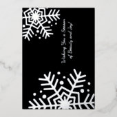 Minimal Black Silver Winter Snowflake Business Folie Feestdagenkaart (Voorkant)