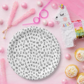 Minimal Black White Alphabet Pattern Papieren Bordje (Feest)