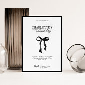 Minimal Black & White Bow Birthday Invitation