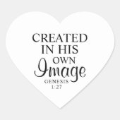 Minimal Black & White Creëer in zijn Afbeelding Fa Hart Sticker (Voorkant)