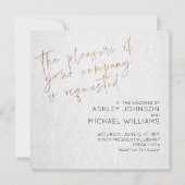 Minimal Black & White Gold Script Photo Wedding Kaart (Voorkant)